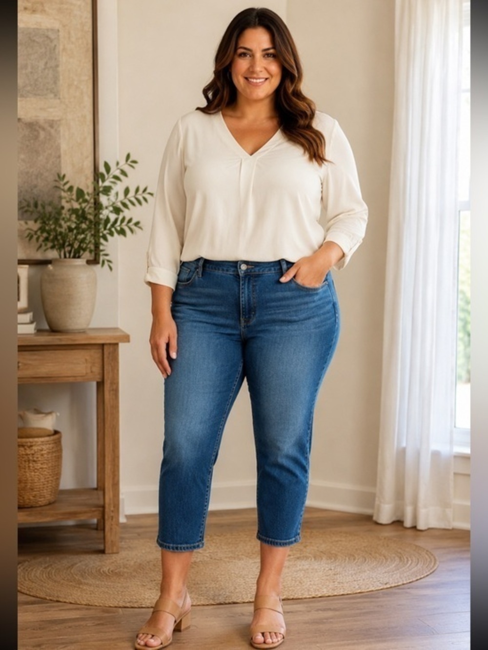 Lane Bryant Flex Magic Waistband Mid Rise Slim Crop Jeans Plus Size 18